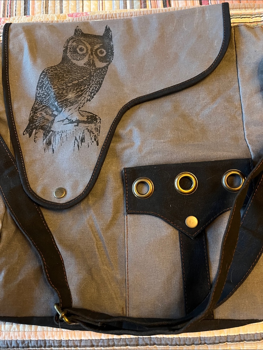 Owl Gray Canvas Bag